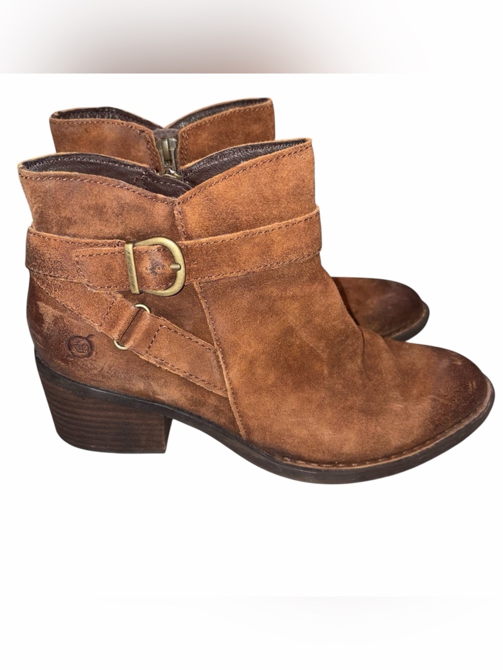 Born Brown Burnished Suede Booties Boots Ankle Boots Shoes size 8